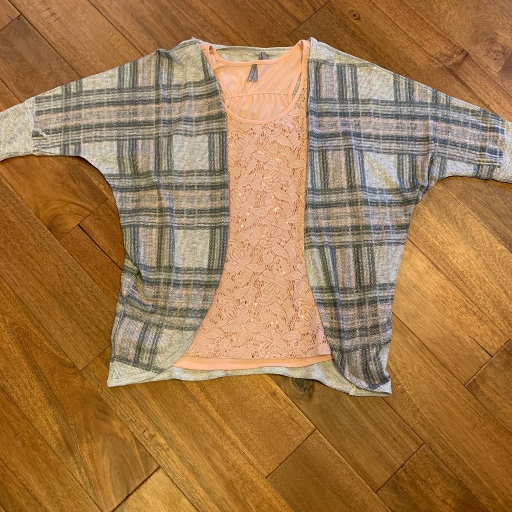 Vanity Plaid Sweater& Tank Size M&L